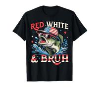 Patriotic Red White & Bruh America Fish Fishing 4th Of July T-Shirt