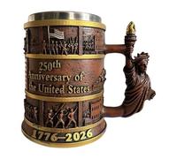 Patriotic Resin Mug, America Beer Cup, 4.72x5.51 Inch Drinking Vessel with Solid Grip, Sturdy Resin Drinkware, Vintage Style Beverage Cup, Home for Home Kitchen Camping Use