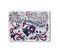 Patriotic Rooster Dish Drying Mats, Red White Blue Star Absorbent Rubber Dish Rack Mat, 250th Anniversary Pu Leather Drying Pad for Kitchen Decor 18x24 Inch