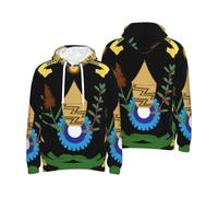 Patriotic Rwanda National Emblem Classic Style Rwanda Pullover Hoodie Funny Printed Hoodies Drawstring Hooded Pullover For Daily Use Leisure Activities Outdoors Black