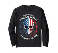 Patriotic Skull and Rifles - in Defense of Freedom 2A USA Long Sleeve T-Shirt