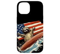 Patriotic Sloth Mastering the Surfboard Outfit Case for iPhone 14