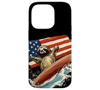Patriotic Sloth Mastering the Surfboard Outfit Case for iPhone 14 Pro