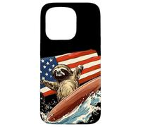 Patriotic Sloth Mastering the Surfboard Outfit Case for iPhone 15 Pro