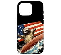 Patriotic Sloth Mastering the Surfboard Outfit Case for iPhone 16 Pro