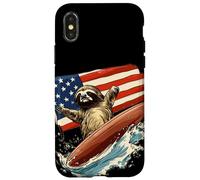 Patriotic Sloth Mastering the Surfboard Outfit Case for iPhone X/XS