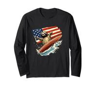 Patriotic Sloth Mastering the Surfboard Outfit Long Sleeve T-Shirt