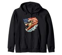 Patriotic Sloth Mastering the Surfboard Outfit Zip Hoodie