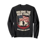 Patriotic Soldier American Flag Design With Roses and Eagle Sweatshirt