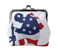 Patriotic Soldier Silhouette Print Versatile Coin Purse Exquisite Mini Wallet Cute Change Pouch for Any Occasion