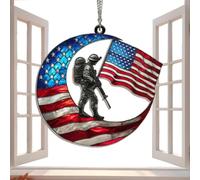 Patriotic Soldier Suncatcher, Acrylic Window Decor, Practical Holiday Aid, Functional Fade-Resistant Supply, Portable Tree Accessory, for Indoor Outdoor Windowsills Yard Home Garden Daily Routine