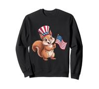 Patriotic Squirrel with Flag Animal Lovers 4th of July Fun Sweatshirt