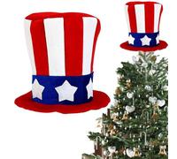 Patriotic Star Hat Tree Topper,Classic red,white and blue Christmas tree decoration,4th of July Hat Tree Topper,Memorial Day Tree Decorations,Independence Day Tree Toppers for Holiday Party Supplies