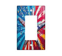 Patriotic Starfish Light Switch Cover Plates/Outlet Covers, Red Blue Wall Accents for Summer Holidays, Nautical Style Thermoplastic Wall Plates, Standard Size Single Rocker