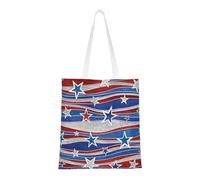 Patriotic Stars Strips Independence Day Fashion Canvas Tote Bag With All Over Print Design, Large Reusable Shopper Tote With Double Handles,Beach Tote, Weekend Bag