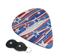 Patriotic Stars Strips Independence Day Guitar Picks, 6 Pcs Guitar Plectrums double-sided printing, suitable for acoustic, electric and bass guitars, including 0.46 mm 0.71 mm 0.96 mm