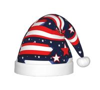Patriotic Stars Strips Independence Day Print 1 Pack Christmas Hats Plush Santa Hat For Teenagers Christmas Costume Party And Holiday Event