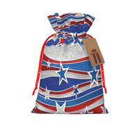 Patriotic Stars Strips Independence Day Print Drawstring Gift Bag,Reusable Sachets,Party Favors,Wedding,Festival,Birthday