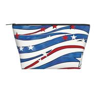 Patriotic Stars Strips Independence Day Print Makeup Bag Trapezoid Travel Cosmetic Organiser Stylish Storage for Beauty & Gifts for Women Girls