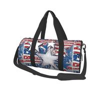 Patriotic Stars Strips Independence Day -Print Round Travel Bag Large Capacity Duffel with Multiple Pockets Lightweight Foldable for Gym Weekend Trips.
