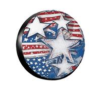 Patriotic Stars Strips Independence Day -Print Universal Waterproof Tire Protection Cover For Suv Truck Trailer Adjustable Fit. 14 inch