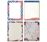 Patriotic Stationery Variety - 4 Designs - 80 Sheets - Great for Memorial Day, Veteran's Day, Independence Day