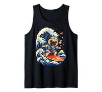 Patriotic Surfing Pug Great Wave Tank Top