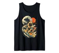 Patriotic Surfing Pug Great Wave Tank Top
