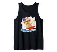 Patriotic Surfing Teddy Bear with American Pride Costume Tank Top