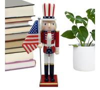 Patriotic Themed Nutcracker Soldier Statue - Wooden Statue National Day Nutcracker - Classic Soldier Model, Collectible Ornament for Home Room Children's Room Decoration