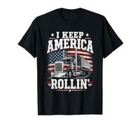 Patriotic Truck Driver USA Flag - I Keep America Rollin' T-Shirt