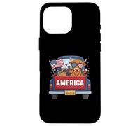 Patriotic Truck Highland Cow Cute 4th of July American Flag Case for iPhone 16 Pro Max