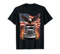 Patriotic Trucker American Flag Bald Eagle Semi Truck T-Shirt