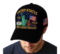 Patriotic Trucker Hat | 250Th America Country Theme Baseball Hat | Adjustable Printed Headwear 1776-2026 Fashion for Women Men Teens Friends Adults Seniors Family Black