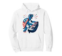 Patriotic Turtle With Sunglasses Playing Piano American Flag Pullover Hoodie