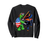 Patriotic Turtle With Sunglasses Playing Piano American Flag Sweatshirt