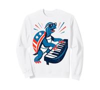 Patriotic Turtle With Sunglasses Playing Piano American Flag Sweatshirt
