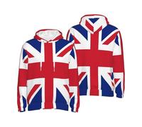 Patriotic U.K. Flag Classic Style U.K. Pullover Hoodie Funny Printed Hoodies Drawstring Hooded Pullover For Daily Use Leisure Activities Outdoors Black