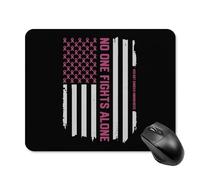 Patriotic U.S.A Flag Breast Cancer Awareness Printed Square Gaming Mouse Mat Soft Non-Slip Computer Game Mice Pad for Home Office Laptops