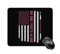 Patriotic U.S.A Flag Breast Cancer Awareness Printed Square Gaming Mouse Mat Soft Non-Slip Computer Game Mice Pad for Home Office Laptops