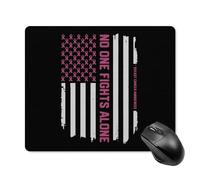 Patriotic U.S.A Flag Breast Cancer Awareness Printed Square Gaming Mouse Mat Soft Non-Slip Computer Game Mice Pad for Home Office Laptops