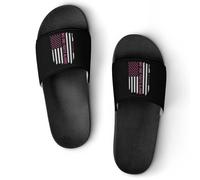 Patriotic U.S.A Flag Breast Cancer Awareness Unisex Summer Sliders Waterproof Beach Slippers Lightweight Anti Slip House Shoes