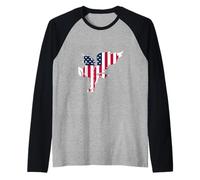 Patriotic Unicorn Pegasus with Wings American Flag Raglan Baseball Tee