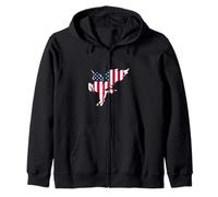 Patriotic Unicorn Pegasus With Wings American Flag Zip Hoodie