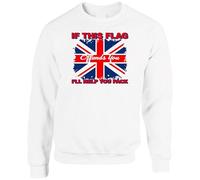 Patriotic Union Jack UTK Jumper, Bold 'If This Flag Offend You I'll Help You Pack' Graphic Top, Unite The Kingdom Tee British Pride Unisex Sweatshirt(3XL, White)