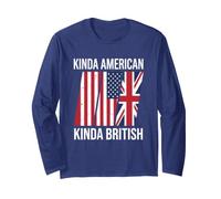 Patriotic US England Flags Kinda American Kinda British Long Sleeve T-Shirt