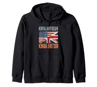 Patriotic US England Flags Kinda American Kinda British Zip Hoodie