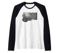 Patriotic US Flag CB Radio Trucker Raglan Baseball Tee
