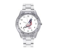 Patriotic US Flag Pigeon Quartz Wrist Watch Stainless Steel Watches for Men Women Easy to Read