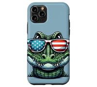 Patriotic USA Alligator American Flag Sunglasses Funny Case for iPhone 11 Pro